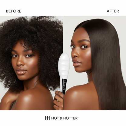 Hot & Hotter Heated Straightening Brush, 1 Count, White