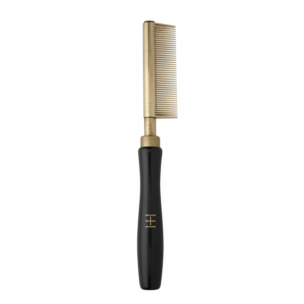 Peine térmico alisador Hot & Hotter de dientes finos, 1 unidad, negro y dorado