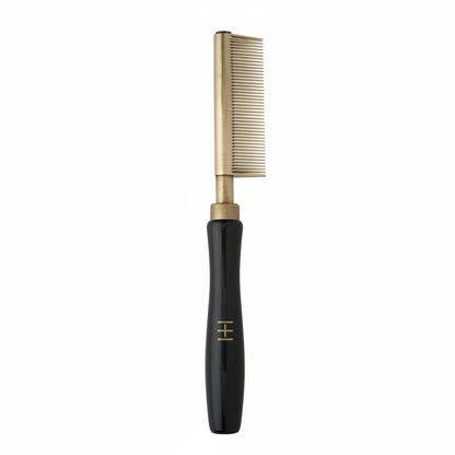 Peine térmico alisador Hot & Hotter de dientes finos, 1 unidad, negro y dorado