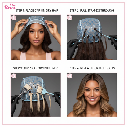 Gorra de plástico Ms. Remi para mechas y teñir el cabello con aguja, 1 unidad, transparente
