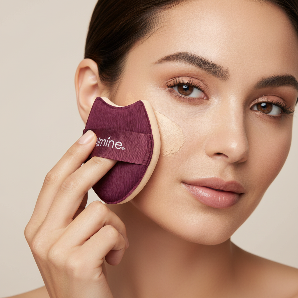 Almine U-Shaped Cloud Puff Sponge, 1 Count, Burgundy