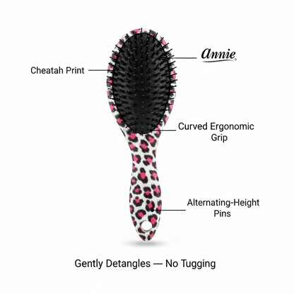 Annie Curved Handled Grip Detangler Brush, 1 Count, Cheetah