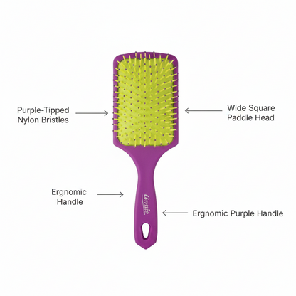 Annie Cushion Paddle Brush Nylon Bristle, 1 Count, Purple