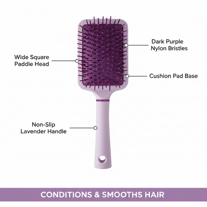 Annie Cushion Paddle Nylon Bristle Brush, 1 Count, Violet