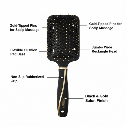 Annie Jumbo Rectangle Paddle Cushion Brush, 1 Count, Black