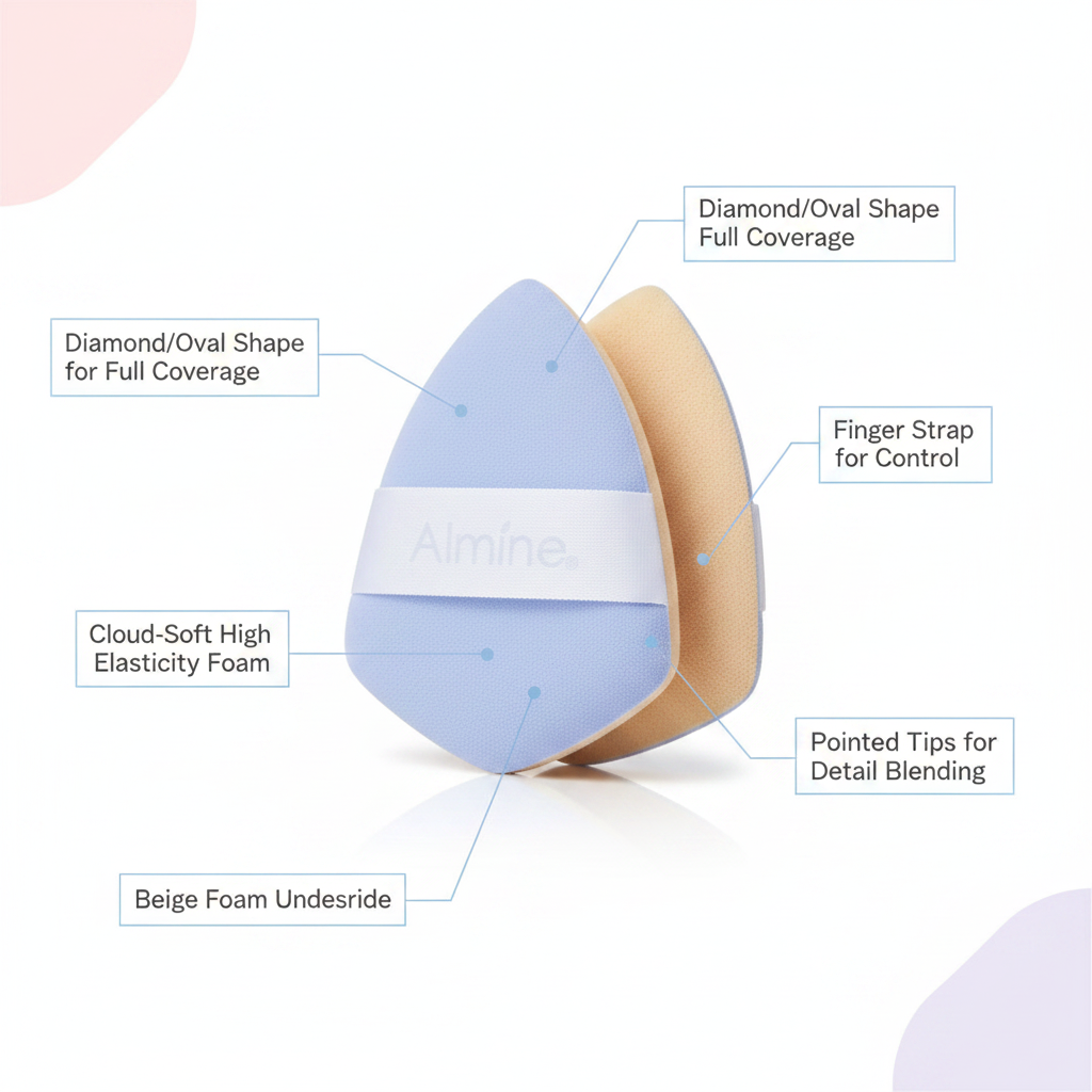Almine Oval Shaped Cloud Puff Sponge, 1 Count, Blue