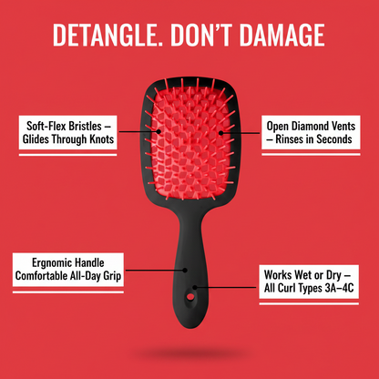 Annie Wet & Dry Detangler Brush, 1 Count, Assorted Black