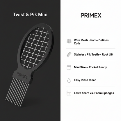 PrimeX Twist & Pik Comb Mini, 1 Count, Black