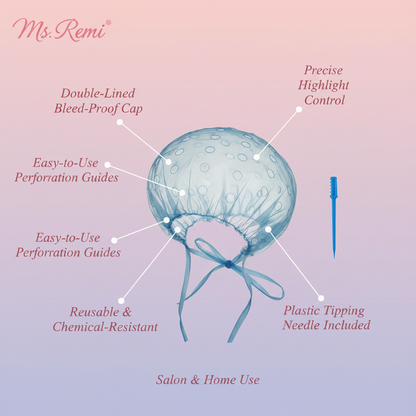 Gorra de plástico Ms. Remi para mechas y teñir el cabello con aguja, 1 unidad, transparente