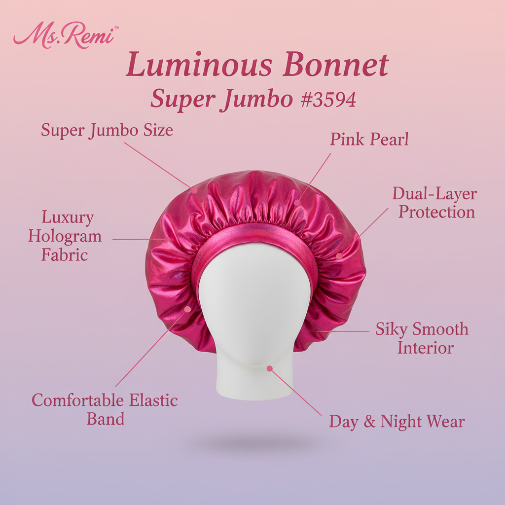 Ms. Remi Luminous Bonnet Super Jumbo, 1 Count, Pink