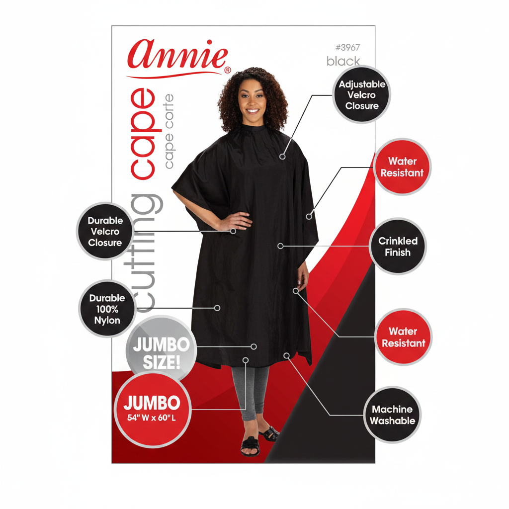 Capa de corte Annie, tamaño jumbo, 1 unidad, negra