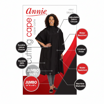 Capa de corte Annie, tamaño jumbo, 1 unidad, negra