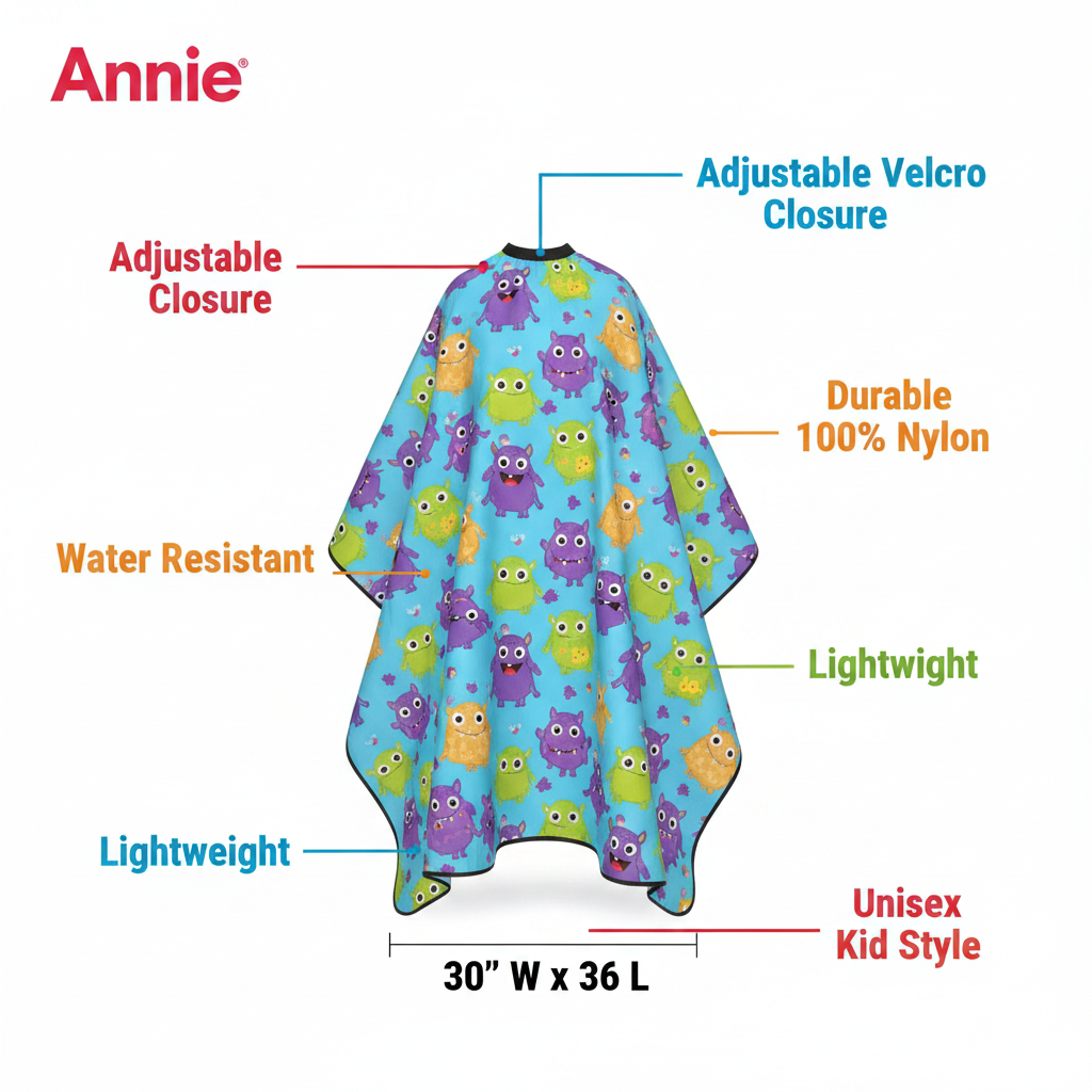 Annie Kids' Cutting Cape, 1 Count, Blue Pattern