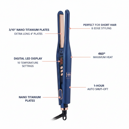 Hot & Hotter Nano Titanium Digital Pencil Flat Iron 3/10 Inch, 1 Count, Blue