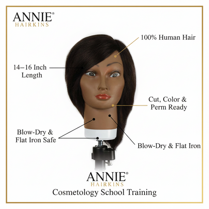 Annie Hairkins Series Mannequin Head 14 Inch-16 Inch, 1 Count, Eunice