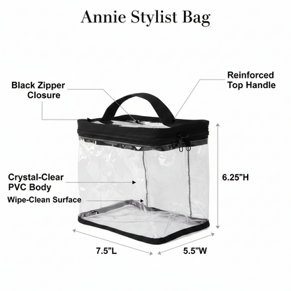 Annie Clear Train Stylist Bag with Handle, 1 Count, Transparent
