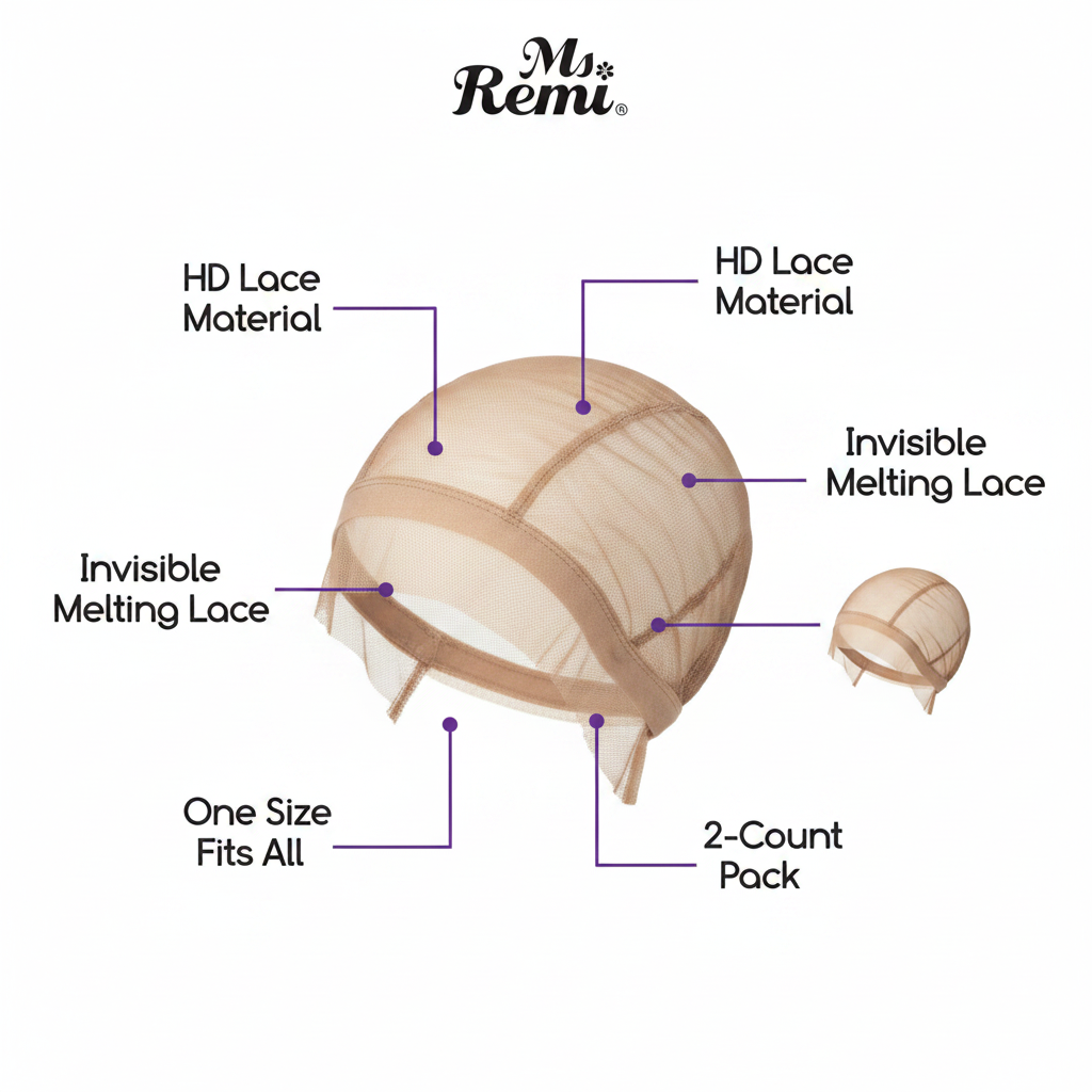 Ms. Remi HD Invisible Melting Wig Cap, 2 Count, Light Brown