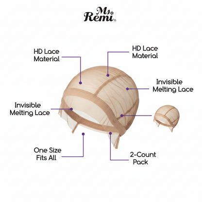 Ms. Remi HD Invisible Melting Wig Cap, 2 Count, Light Brown