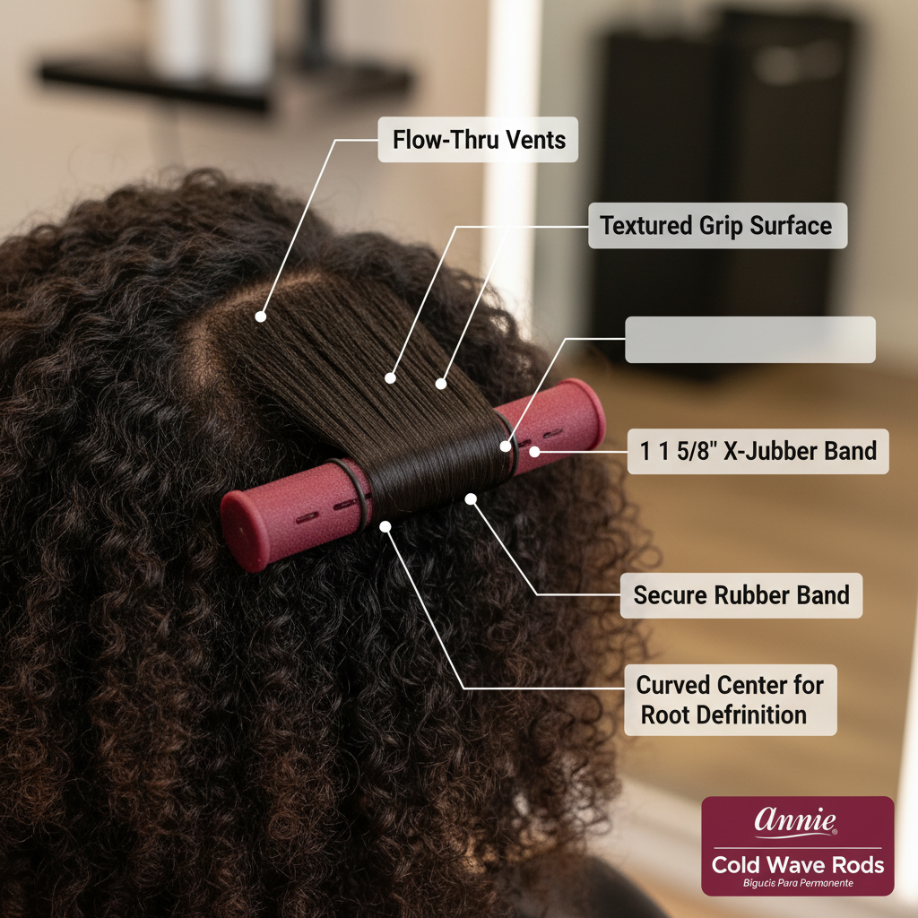 Annie Cold Wave Rods X-Jumbo de 1 5/8 pulgadas, 6 unidades, color borgoña