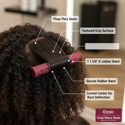 Annie Cold Wave Rods X-Jumbo de 1 5/8 pulgadas, 6 unidades, color borgoña