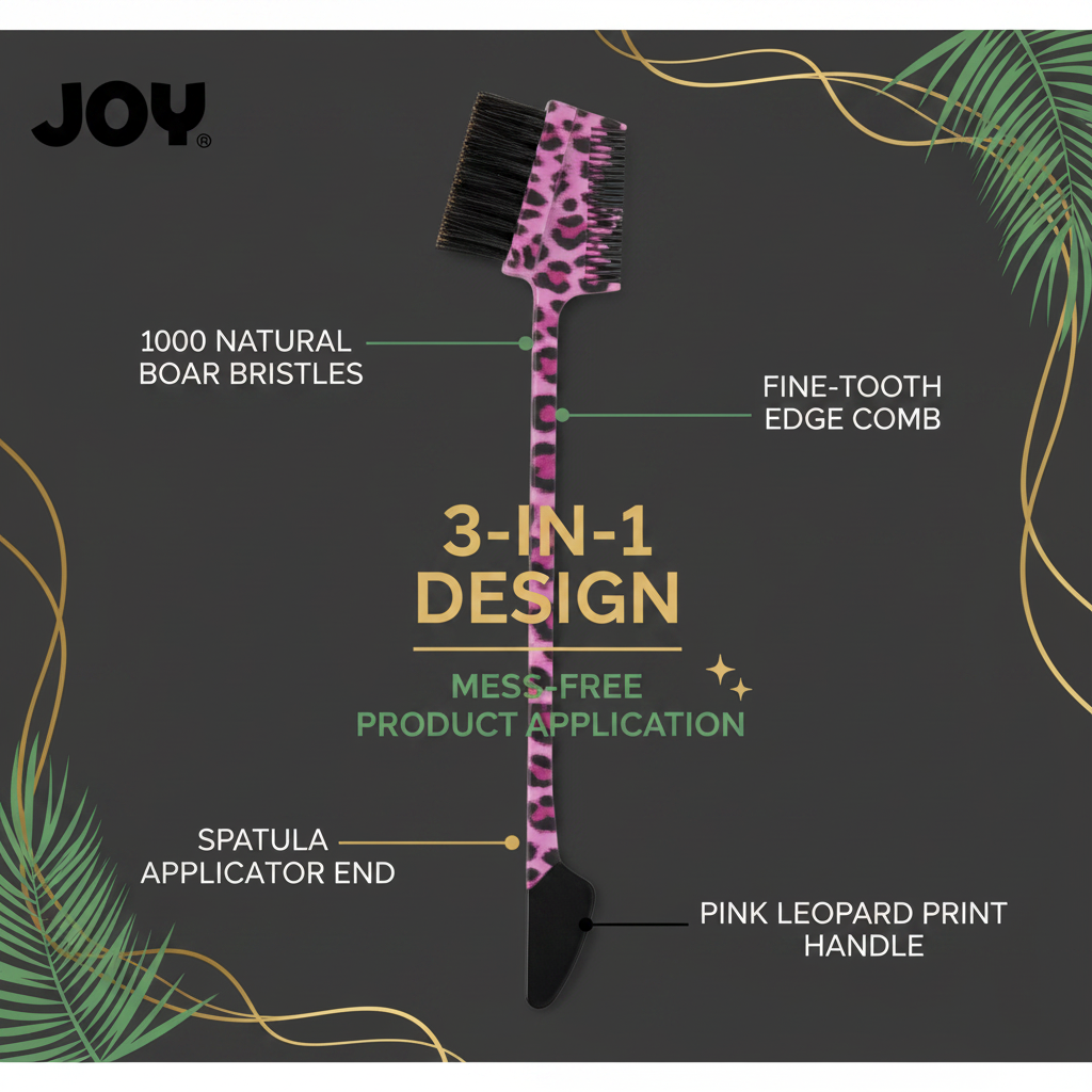 Espátula, cepillo de bordes y peine 3 en 1 Joy, 1 unidad, diseños variados de animales