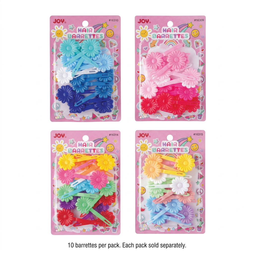 Joy Daisy barrettes main-image design showing four separate color options