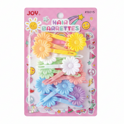 Joy Daisy Hair Barrettes, 10 Count, Assorted Pastel