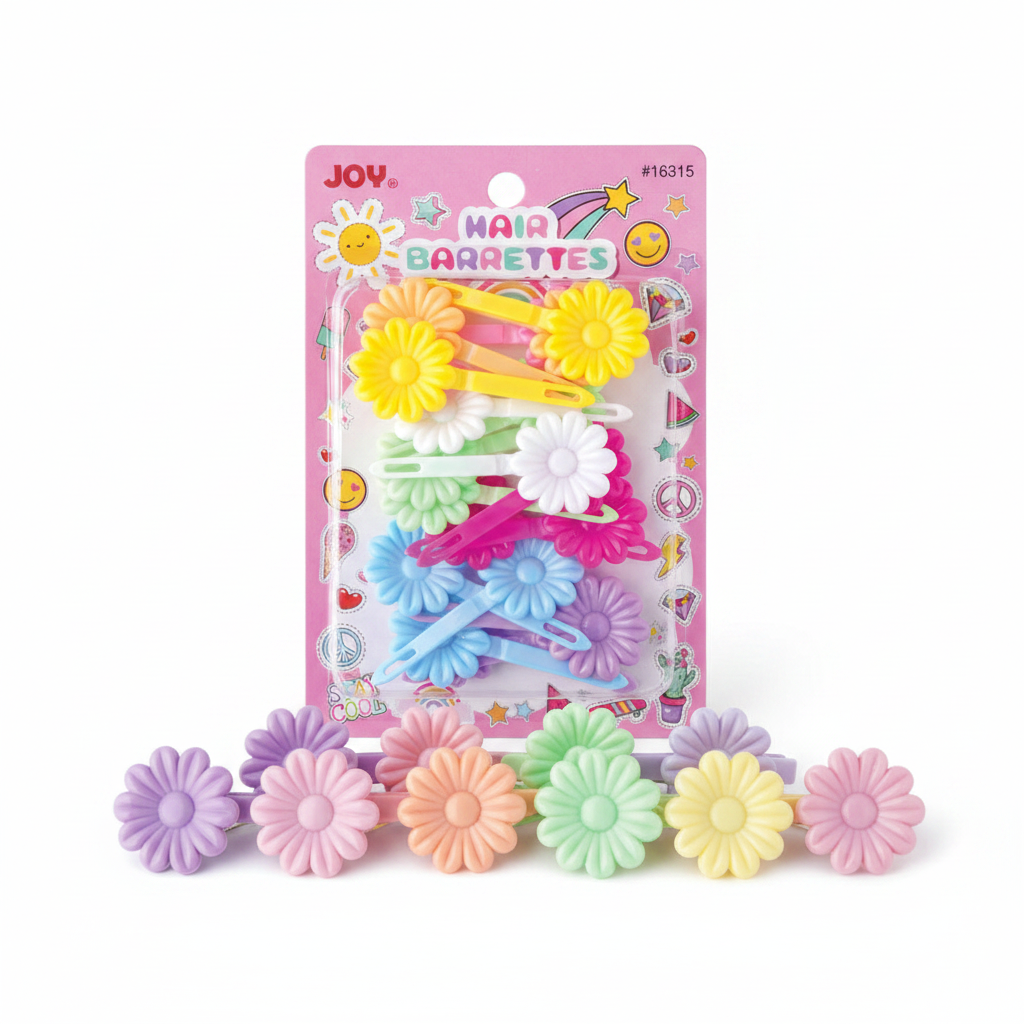 Joy Daisy Hair Barrettes, 10 Count, Assorted Pastel