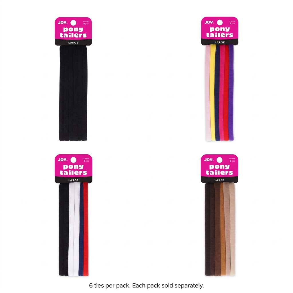 Joy Large 6-count ponytailers main-image design showing four separate color options