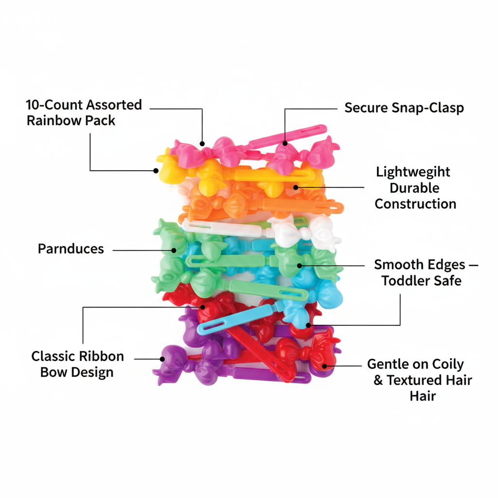 Pasadores de pelo Joy Ribbon, 10 unidades, colores surtidos