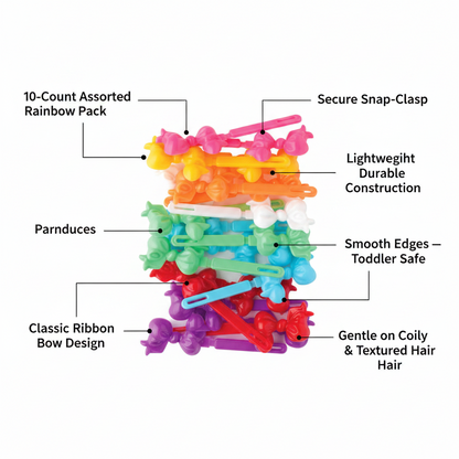 Pasadores de pelo Joy Ribbon, 10 unidades, colores surtidos