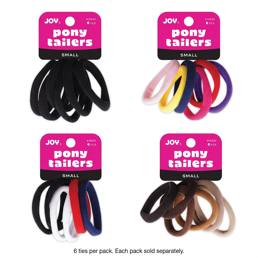 Joy Small 6-count ponytailers main-image design showing four color options
