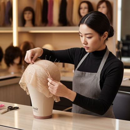 애니 코르크 캔버스 블록 마네킹 헤드 높이 22인치, 1개 가발 디스플레이, 베이지