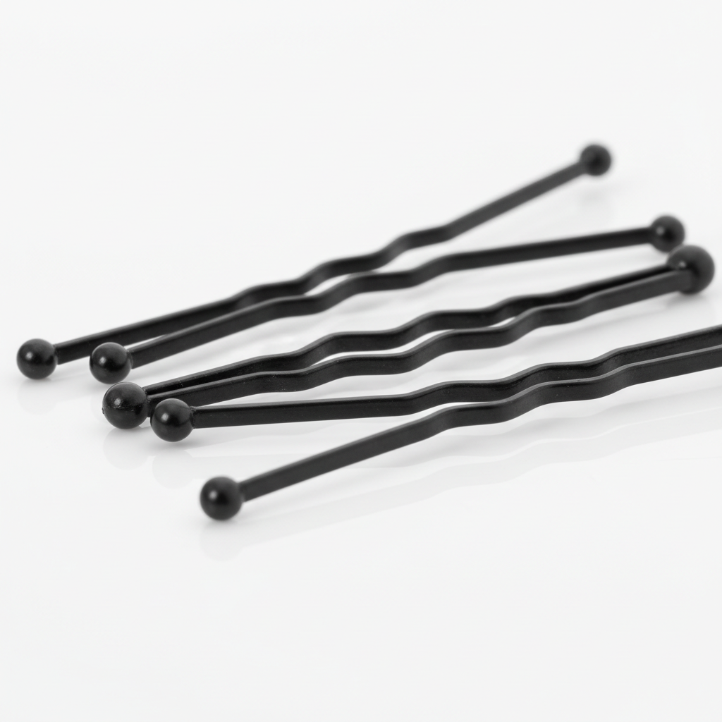 Annie Bob Pins Crimped 2 Inch, 300 Count, Black featuring durable black crimped pins with rounded tips designed for secure, snag-free hold in various hair types and styling needs.