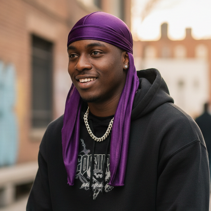 Mr. Durag Premium Silky Deluxe Durag, 1 Count, Purple