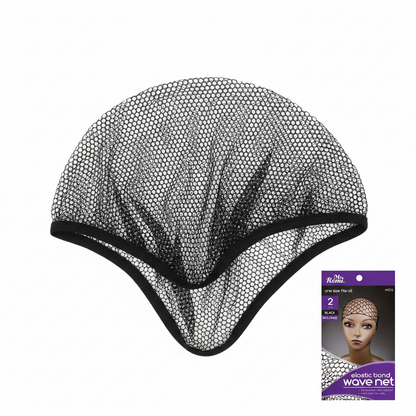 Ms. Remi Nylon Wave Net, 2 Count, Black