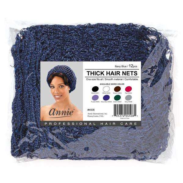Annie International:Ms. Remi Thick Hair Net Bulk 12Pc Navy Blue