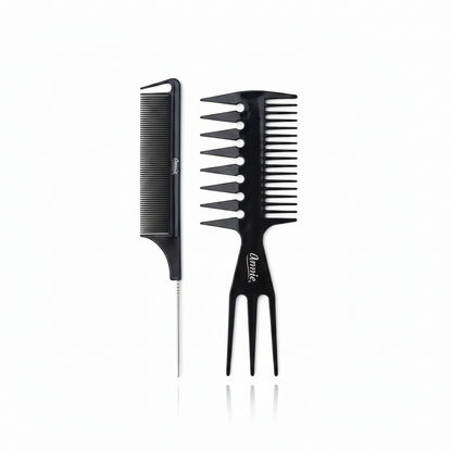 Annie Section & 3-in-1 Styling Comb Set, 2 Count, Black