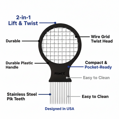 PrimeX Twist & Pik Comb, 1 Count, Black