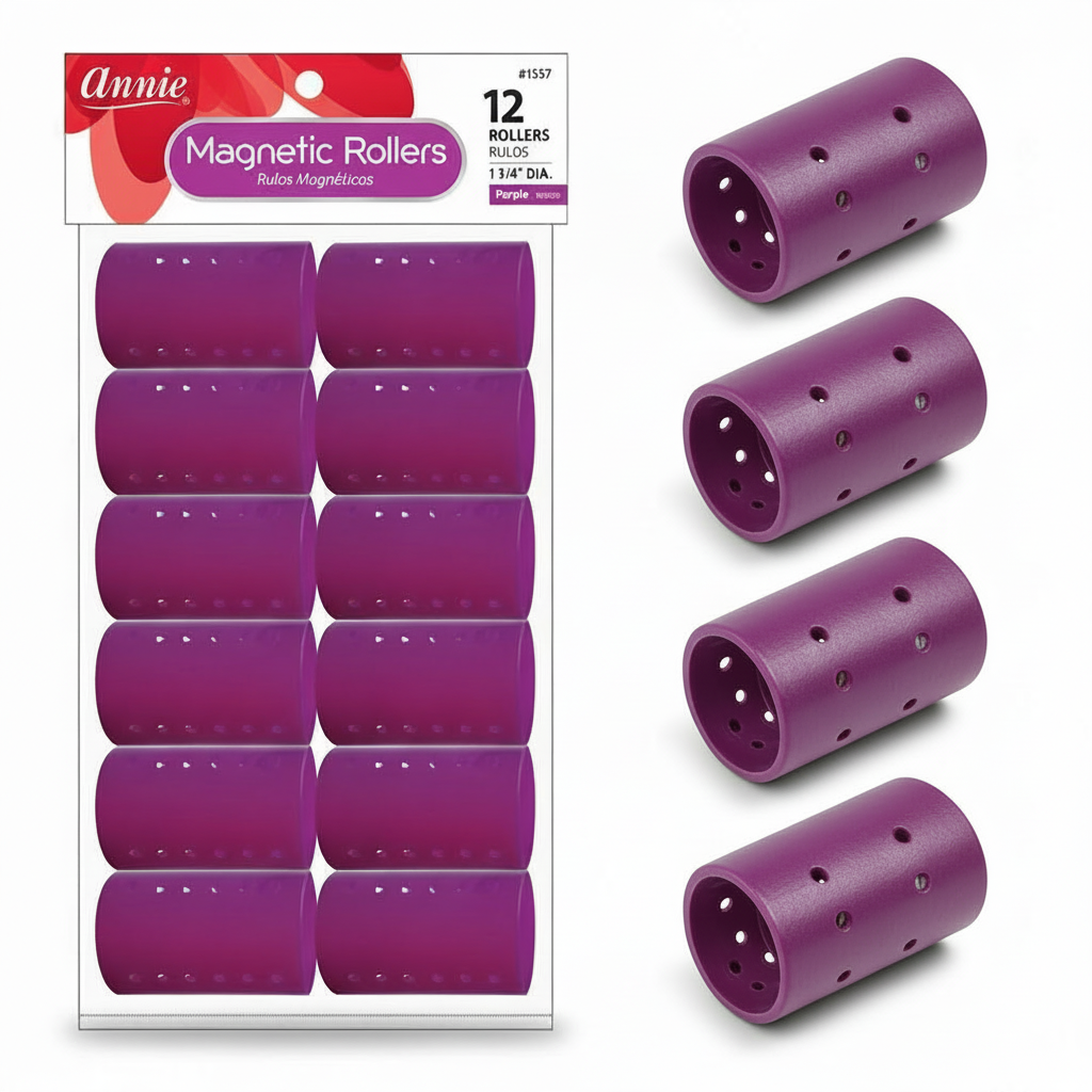 Annie Magnetic Hair Rollers 1 3/4 Inch, 12 Count, Purple