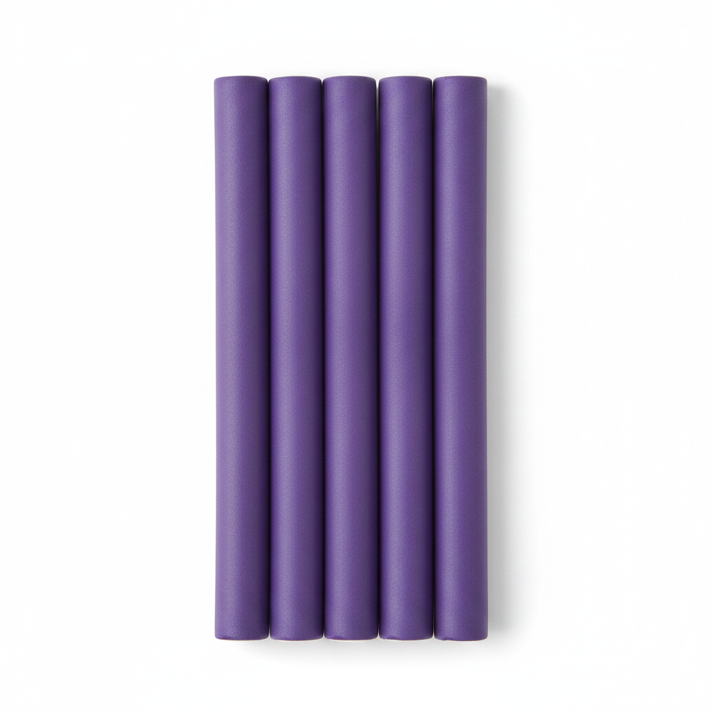 Annie Soft Twist Hair Rollers 3/4 Inch, 4 Count, Purple shown neatly aligned on a white background, designed for easy styling and creating natural curls for textured hair.