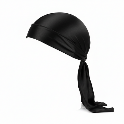 Mr. Durag Premium Durag, 1 Count, Black featuring smooth, silky fabric designed for comfortable, secure coverage ideal for maintaining 360-wave patterns and protective styling.