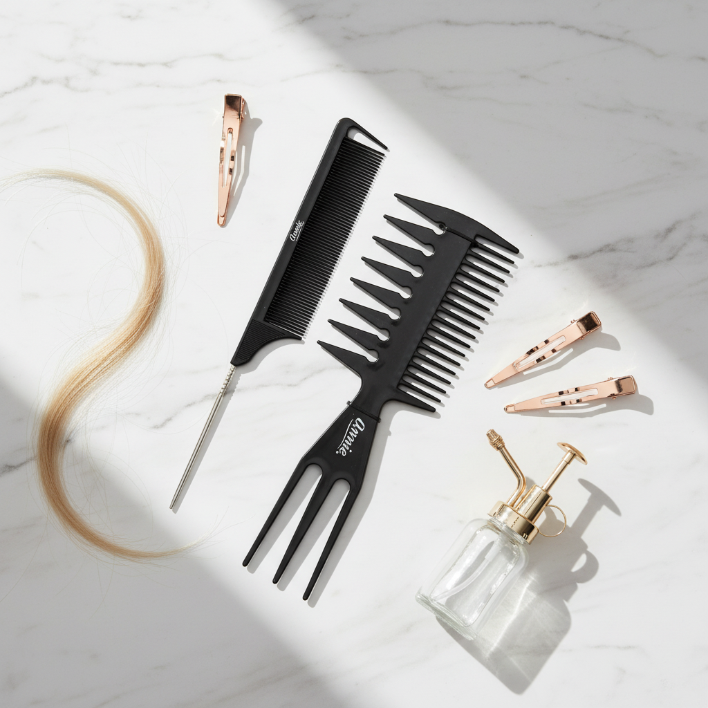 Annie Section & 3-in-1 Styling Comb Set, 2 Count, Black