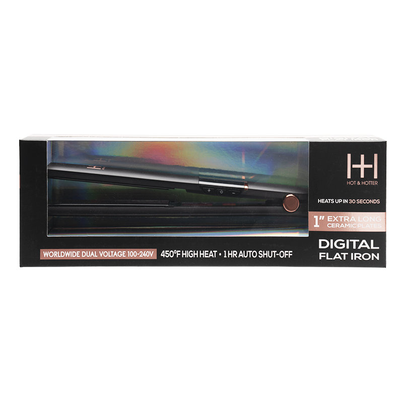 
                  
                    Load image into Gallery viewer, Hot &amp;amp; Hotter Extra Long Ceramic Digital Flat Iron 1 Inch
                  
                