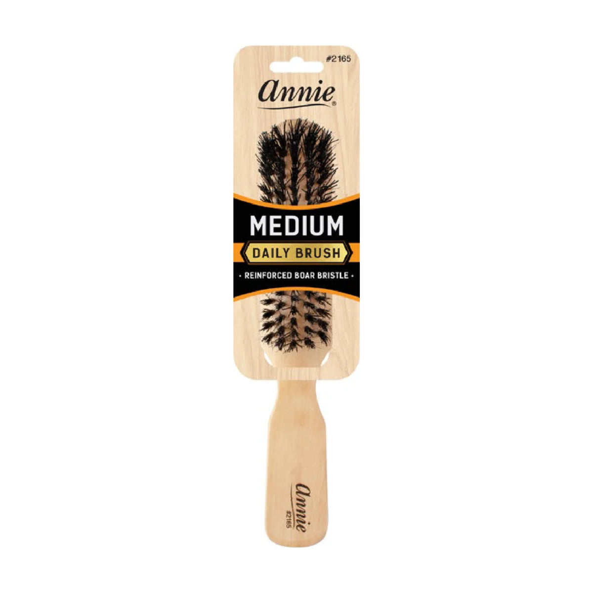 Annie Medium 5-Row Wooden Daily Brush #2165 – Boar & Nylon Bristle, Light Brown