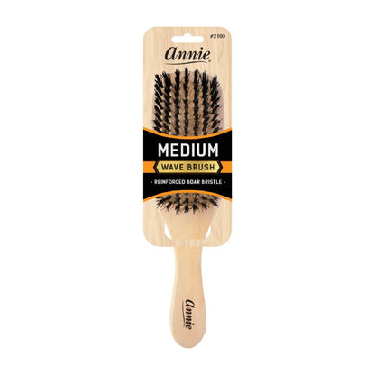 Annie Medium Wave Brush #2160 – Boar & Nylon Bristle, Light Brown