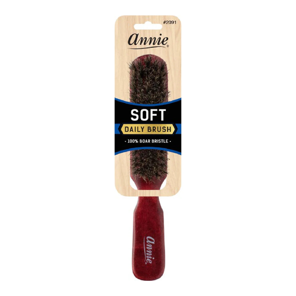 Annie Soft 5-Row Wooden Daily Brush #2091 – 100% Boar Bristle, Dark Brown