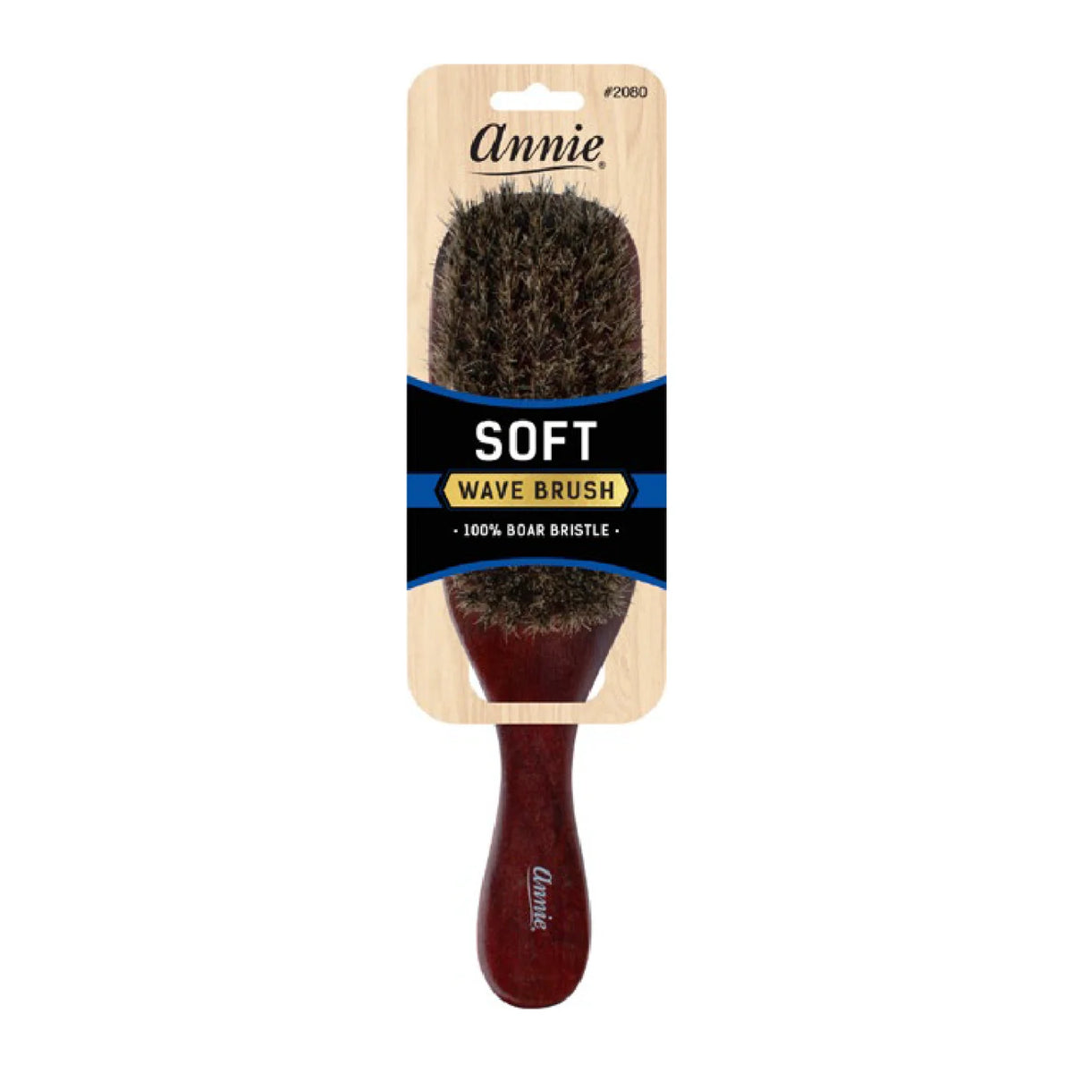 Annie Soft Wave Brush #2080 – 100% Pure Boar Bristle, Dark Brown