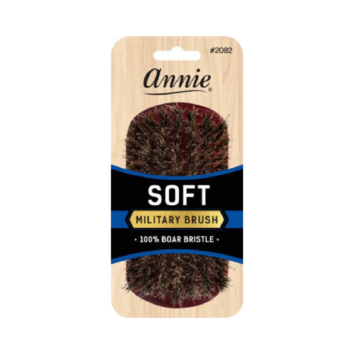 Annie Soft Military Brush #2082 – 100% Pure Boar Bristle, Dark Brown