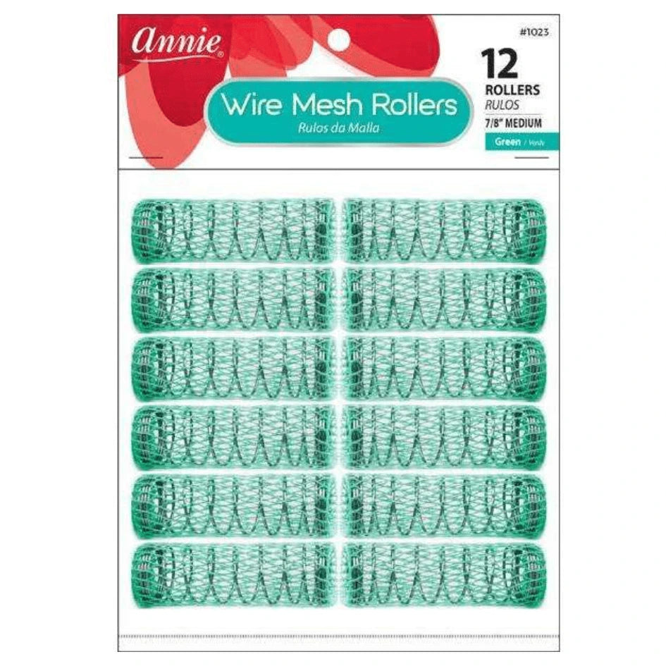 Annie Wire Mesh Rollers Medium 12Ct Green Wire Mesh Rollers Annie   